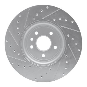 Jaguar XF Brake Rotor (1) - Front Right - R1 Concepts - Drilled & Slotted - Silver - `17-`20